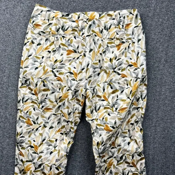 Zara Basic Pants Womens 4 Yellow Leaf Print Slim Ankle Chino Trousers Cotton - Picture 14 of 16
